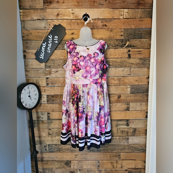 Liz Claiborne Dresses & Skirts - Liz Caliborne Women's Sleeveless Floral Purple/pink Midi A-line Dress Size 16